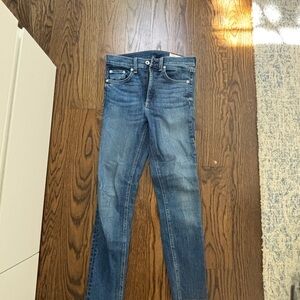Rag & Bone Blue Skinny Jeans with Subtle Fading